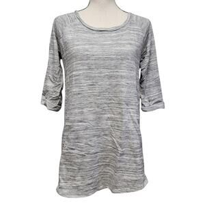 Cherish Gray Top Womens Sz L Gray Space Dye Cuffed‎ French Terry Casual Shirt
